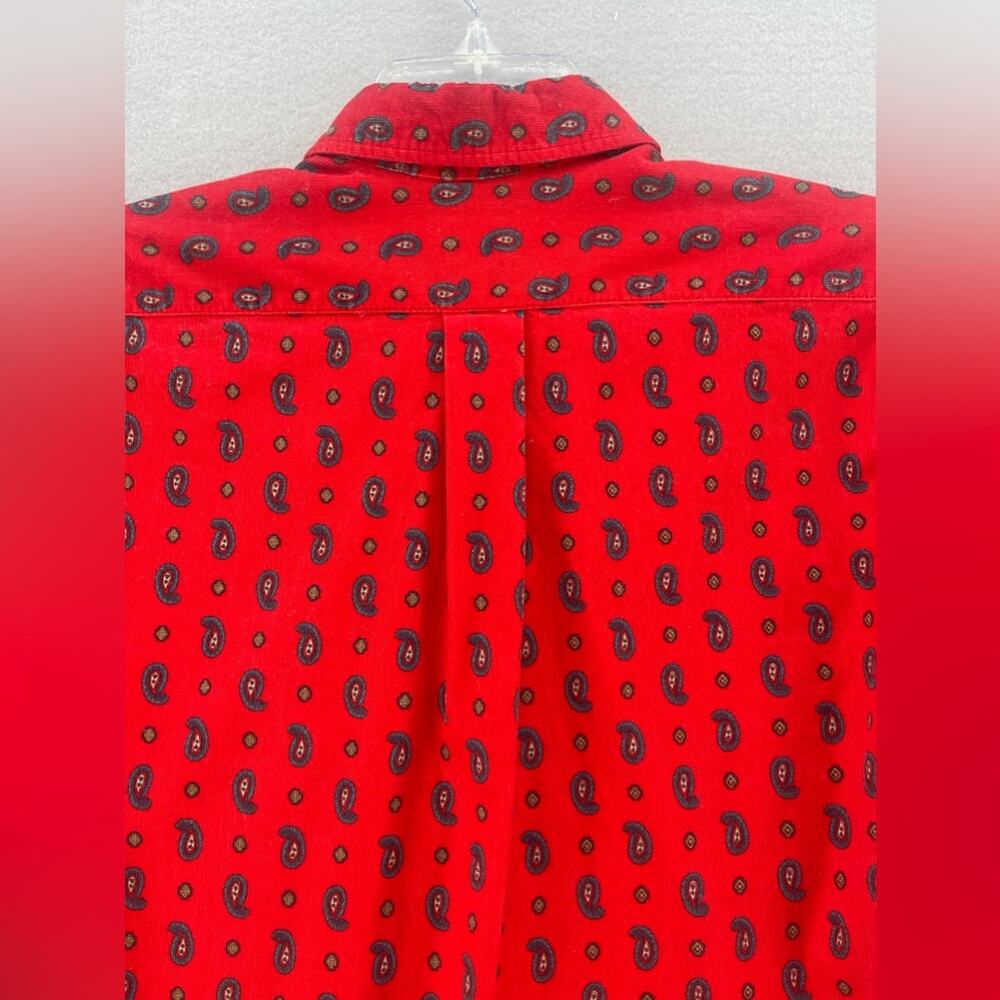 Vintage Eddie Bauer Red Corduroy Paisley Button Down Shirt Women’s Size 8 - Picture 6 of 16